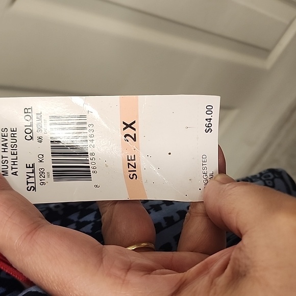 NWT Ruby Rd Blue Geometric Print Crowl Neck Sweater Size 2X - Picture 7 of 8